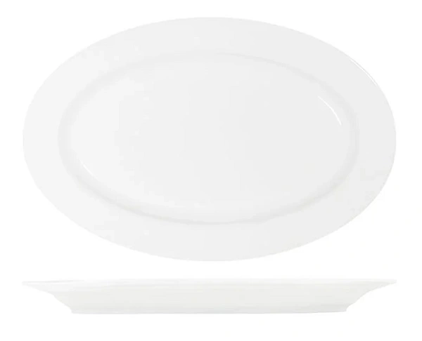 CORE WHITE OVAL PLATTER WIDE RIM 300mm x 200mm x 28mmH
