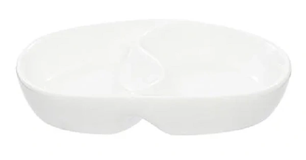 CORE WHITE OVAL DIVIDED SAUCE DISH 110mm x 70mm x 20mmH