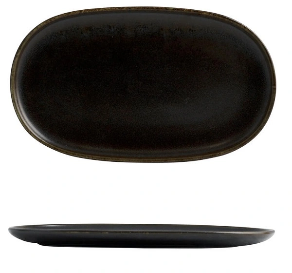 MODA PORCELAIN OVAL COUPE PLATE EARTH 180mmW