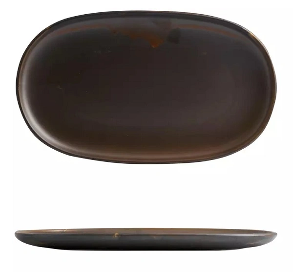 MODA PORCELAIN OVAL COUPE PLATE RUST 180mmW