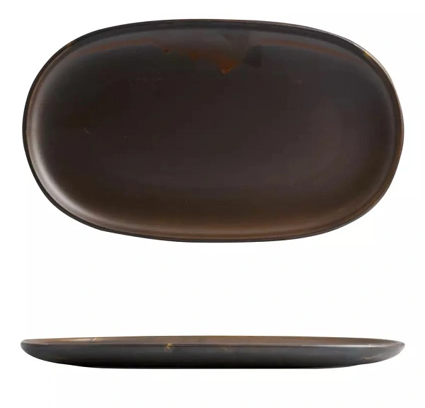 MODA PORCELAIN OVAL COUPE PLATE RUST 215mmW