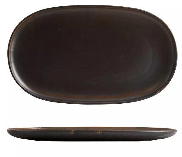 MODA PORCELAIN OVAL COUPE PLATE RUST 240mmW