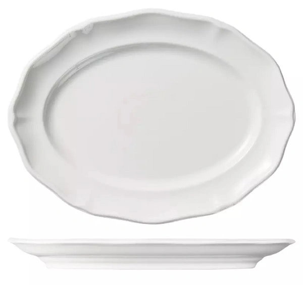 LUZERNE ASTORIA WHITE OVAL PLATE 250mm SCALLOPED RIM