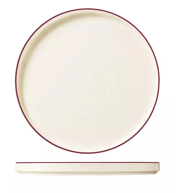 ID FINE ROUND WALLED PLATE MODEST MAROON 165mmØ