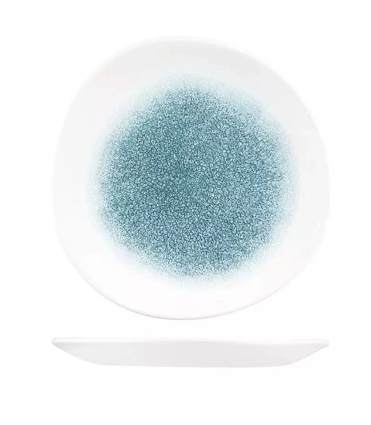 CHURCHILL RAKU ROUND ORGANIC PLATE TOPAZ BLUE 210mmØ