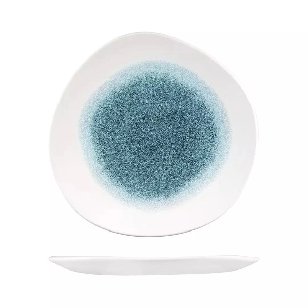 CHURCHILL RAKU ROUND ORGANIC PLATE TOPAZ BLUE 264mmØ