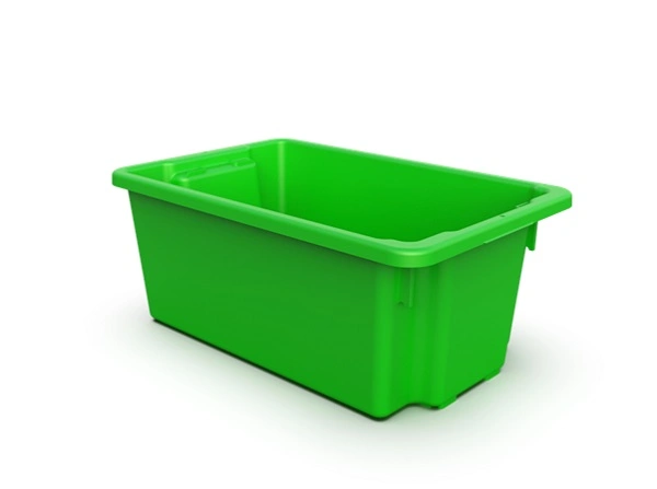 A PLUS 52 LTR STACKING NESTING CRATE, GREEN