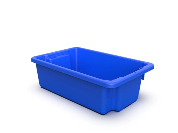 A PLUS 32 LTR STACKING NESTING CRATE, BLUE