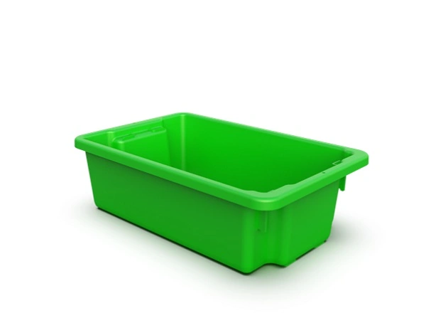 A PLUS 32 LTR STACKING NESTING CRATE, GREEN