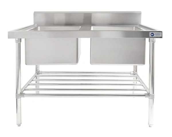 KK S/ST DOUBLE SINK BENCH 150mm SPLASHBACK 1200mmW