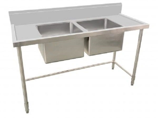 KK S/ST DOUBLE SINK BENCH 150mm SPLASHBACK 1500mmW