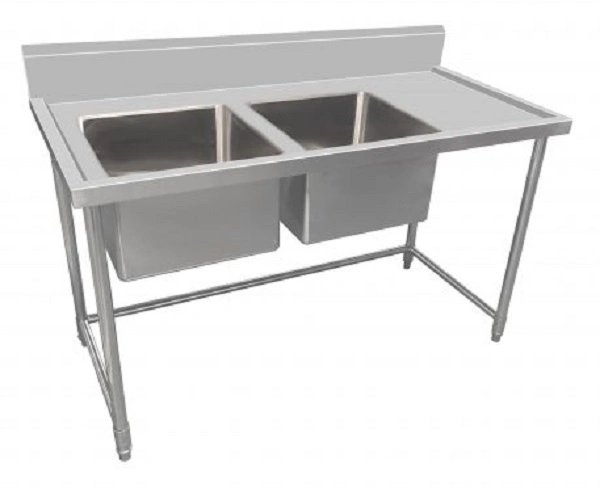 KK S/ST DOUBLE SINK BENCH 150mm SPLASHBACK 1500mmW