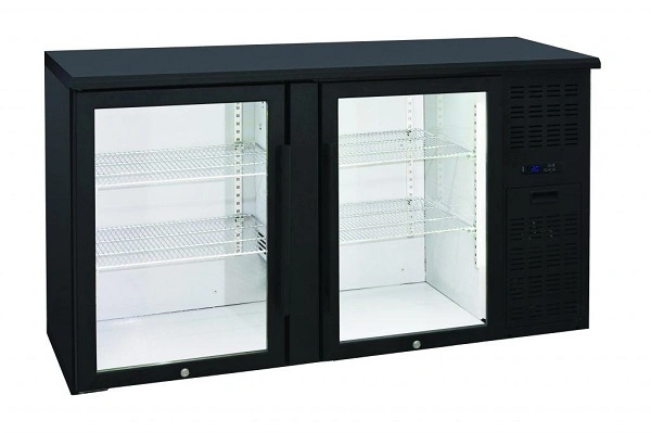 ANVIL 2 GLASS DOOR BACK BAR FRIDGE BLACK 315 LTR