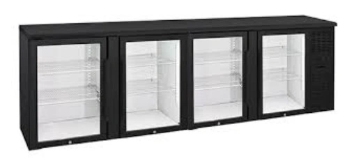 ANVIL 4 GLASS DOOR BACK BAR FRIDGE BLACK 670 LTR