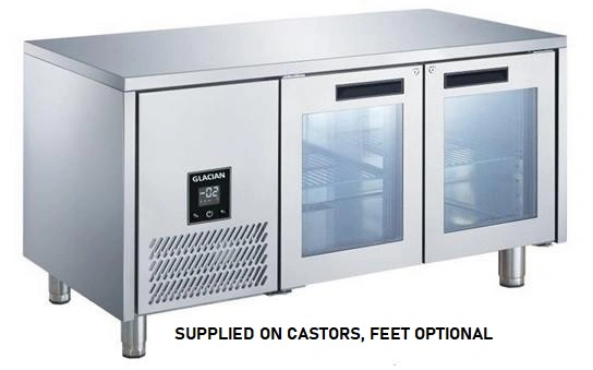 GLACIAN 2 GLASS DOOR UNDERBAR SLIMLINE FRIDGE 267 LTR
