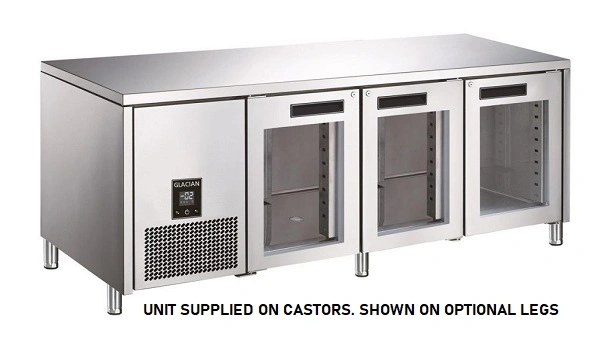 GLACIAN 3 GLASS DOOR UNDERBAR SLIMLINE FRIDGE 420LTR