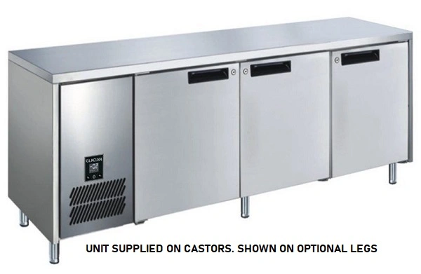 GLACIAN S/ST 3 DOOR UNDERBAR SLIMLINE FRIDGE 420 LTR