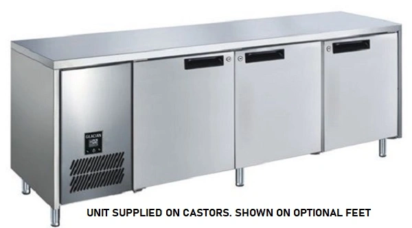 GLACIAN S/ST 3 DOOR UNDERBAR SLIMLINE FREEZER 420 LTR