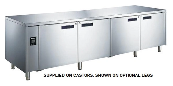 GLACIAN S/ST 4 DOOR UNDERBAR SLIMLINE FREEZER 590 LTR