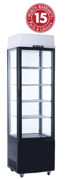 EXQUISITE 4 SIDED UPRIGHT GLASS DISPLAY FRIDGE BLACK
