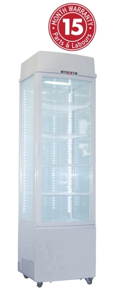 EXQUISITE 4 SIDED UPRIGHT GLASS DISPLAY FRIDGE WHITE
