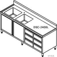 S/ST KITCHEN TIDY CABINET WITH DOUBLE LEFT SINKS