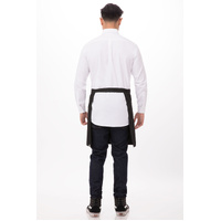 CHEF WORKS HALF BISTRO APRON BLACK, WITH POCKET 