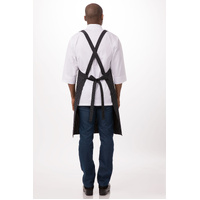 CHEF WORKS CROSS OVER BIB APRON BLACK & WHITE STRIPE