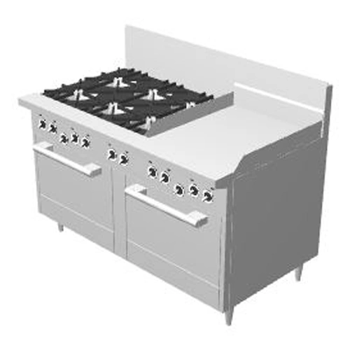 Garland GF60-6G24RR-NG 1500mm 6 Burner Range with Griddle & 2 Ovens NG