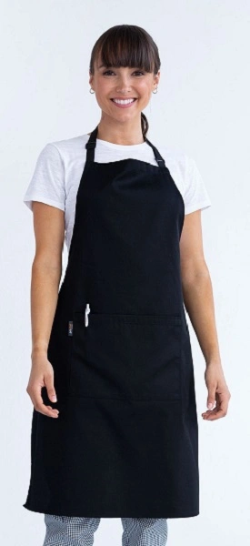 PRO CHEF BLACK BIB APRON 70 x 86cm W/ POCKET