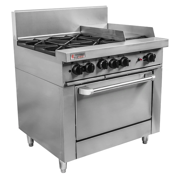 TRUEHEAT 4 BURNER GAS OVEN RANGE W/ 300mm GRIDDLE