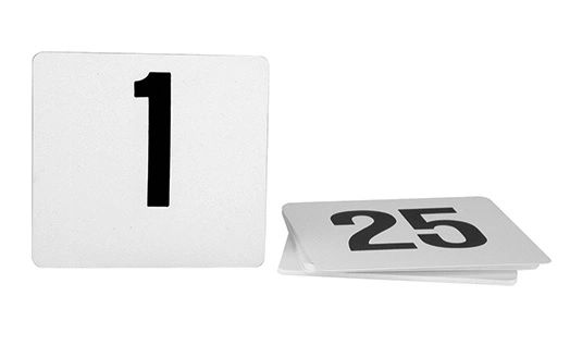 TABLE NUMBER SET SMALL 1-25 BLACK ON WHITE