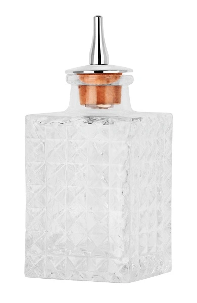 ZANZI SQUARE BITTERS BOTTLE GLASS W/ MIRROR LID 90ml