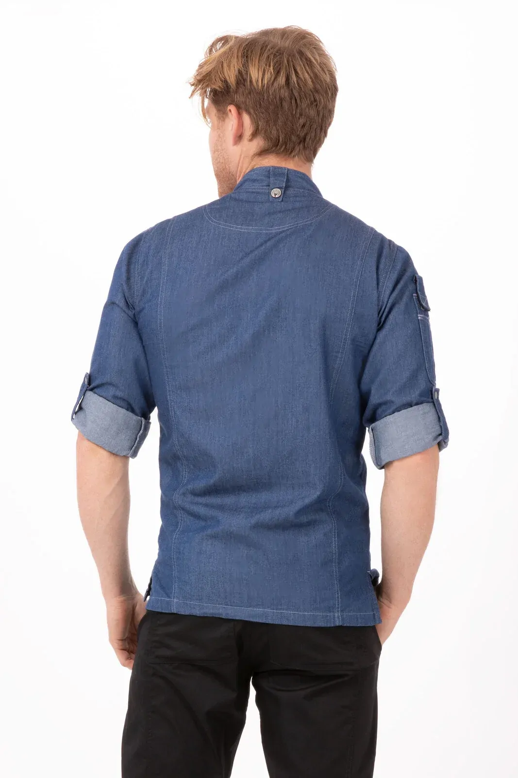 Garmercy Men's Denim Chef Jacket - Blue [Size: XS]