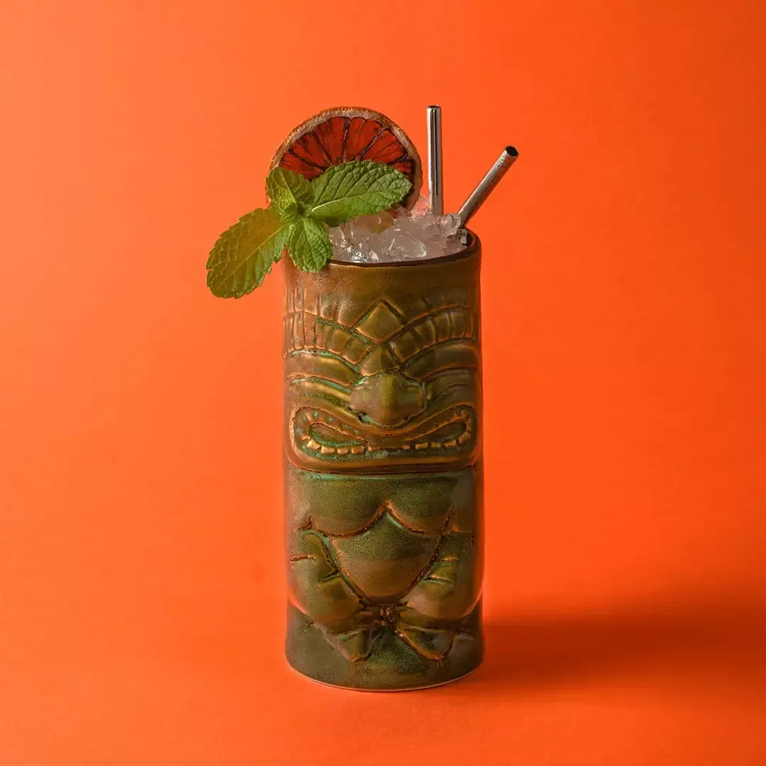 TIKI BAR CERAMIC TUMBLER REACTIVE GREEN 591ml