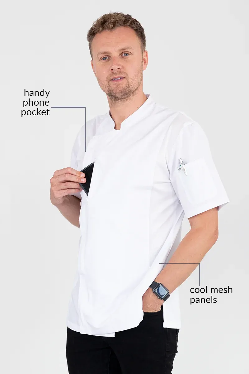 Aussie Chef Alex Zipper Chef Jacket White XS
