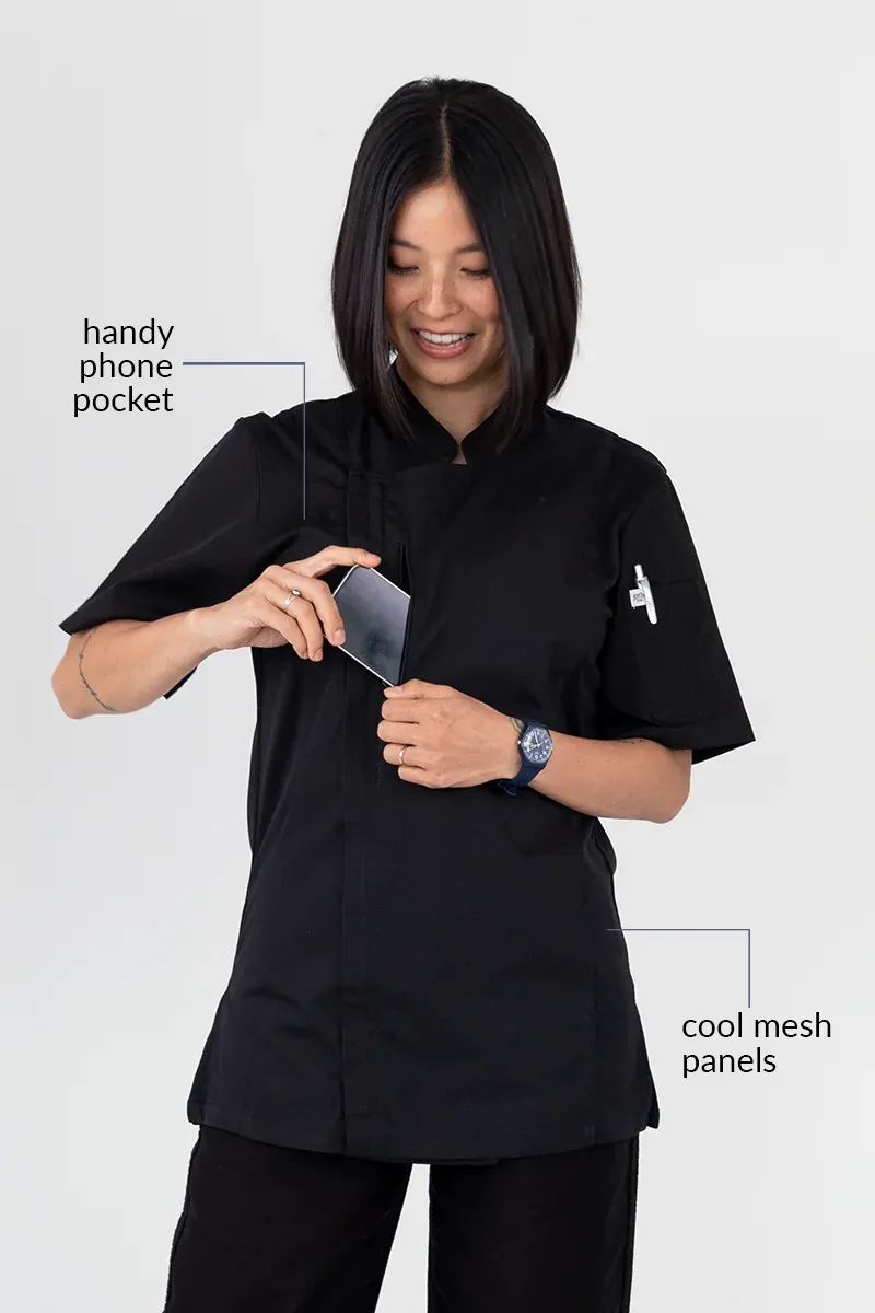 Aussie Chef Alex Zipper Chef Jacket Black [Size: XS]
