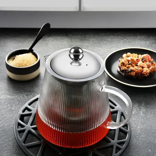 BREW INFUSION GLASS TEAPOT WITH VERTICAL STRIPES 600ml 