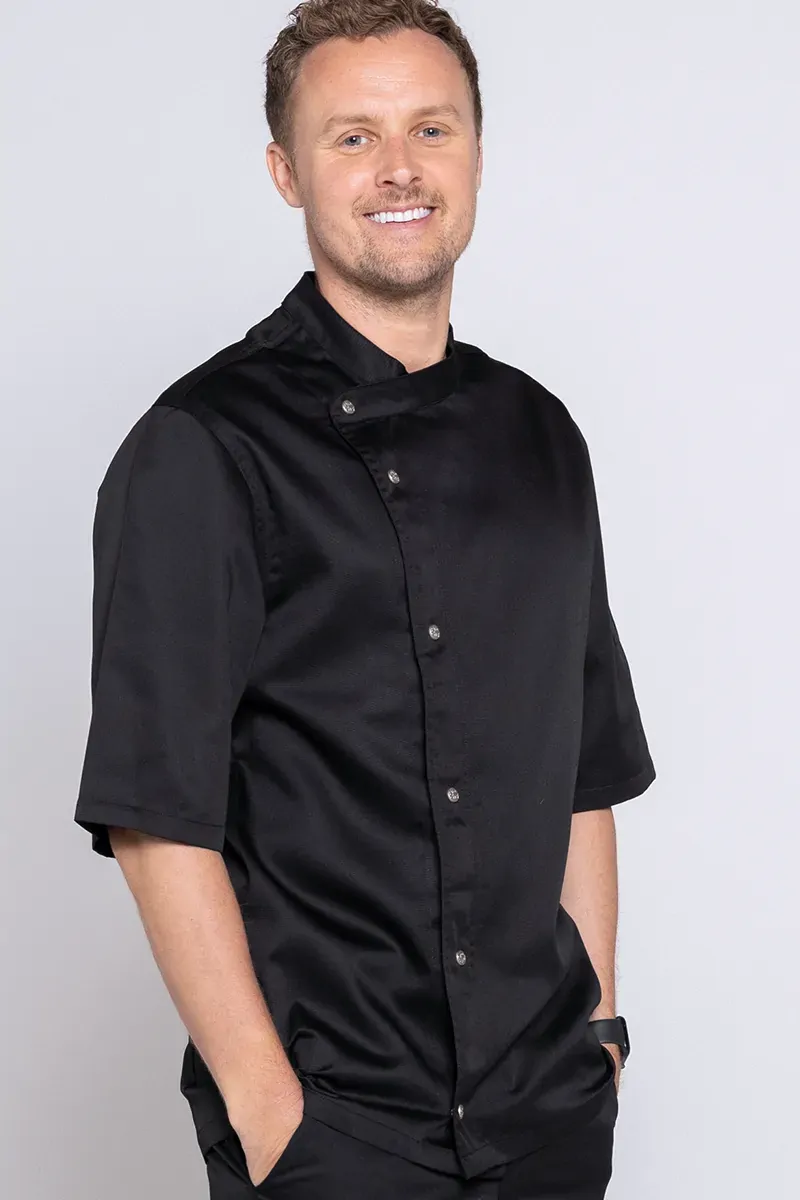 PRO CHEF MODERN TUNIC TOP S/S BLACK SML