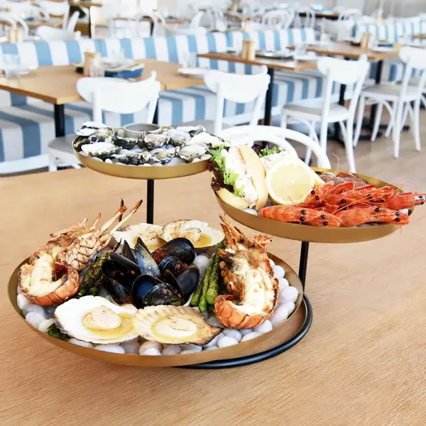 CHEF INOX ROUND 3 TIER SEAFOOD STAND BRASS / IRON