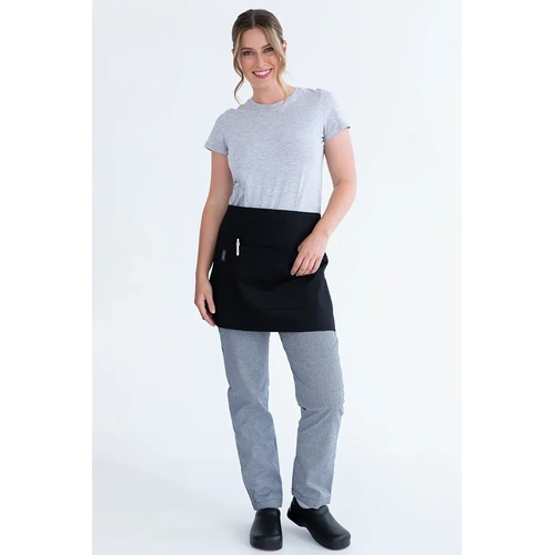 AUSSIE CHEF 1/2 WAIST APRON BLACK W/ POCKET 70x40cm