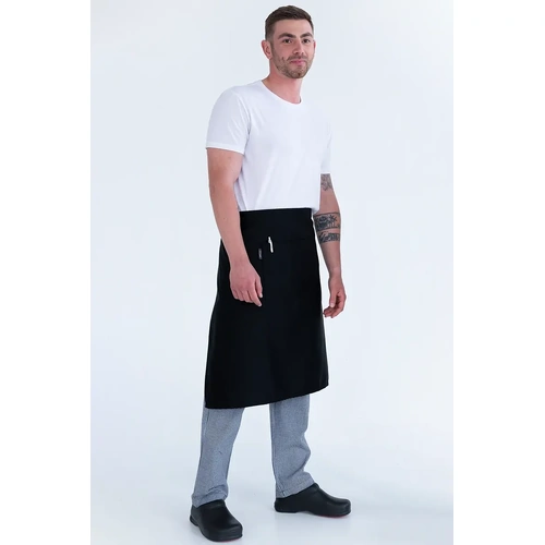 AUSSIE CHEF 3/4 WAIST APRON BLACK W/ POCKET 86x70cm