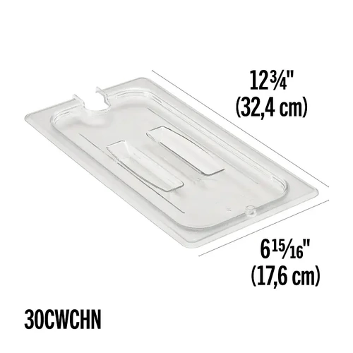 CAMBRO 1/3 SIZE CLEAR LID NOTCHED WHANDLE 176x325mm