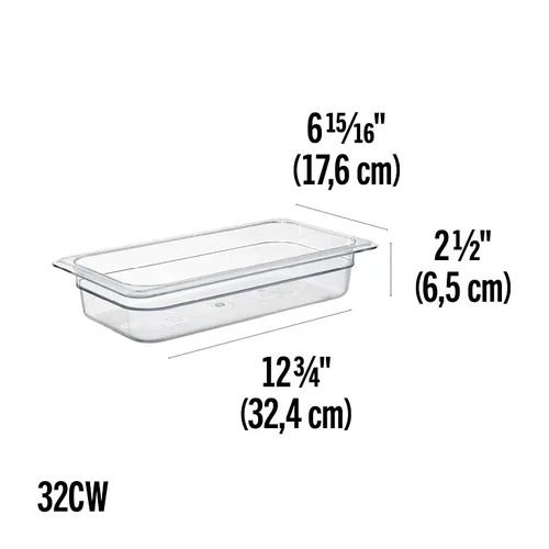 CAMBRO 1/3 x 65mm  FOOD PAN 2.4 LTR CLEAR