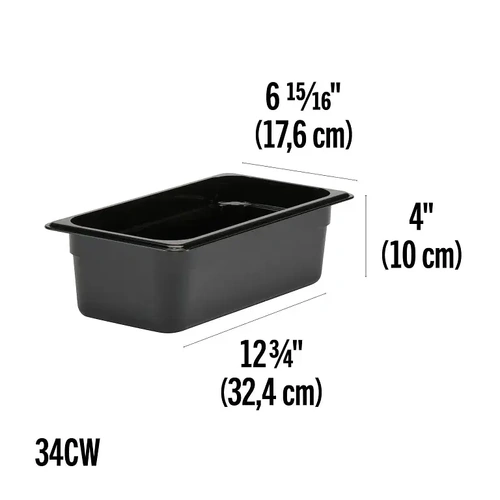 CAMBRO 1/3 x 100mm FOOD PAN 3.6 LTR BLACK