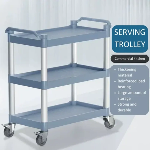 KK BLACK PLASTIC TROLLEY 3 TIER MEDIUM DUTY