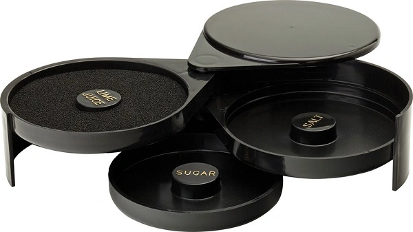 3 TIER GLASS RIMMER FOR COCKTAILS BLACK PLASTIC