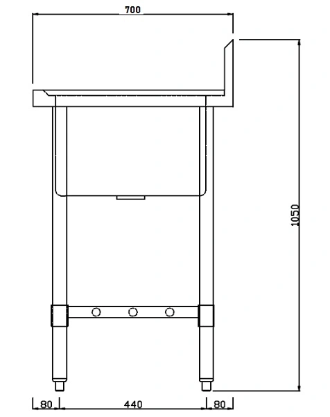 KK S/ST DOUBLE SINK BENCH 150mm SPLASHBACK 1200mmW