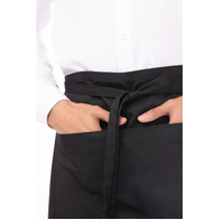CHEF WORKS HALF BISTRO APRON BLACK, WITH POCKET 