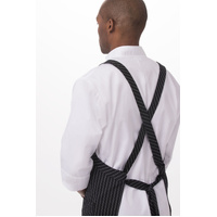 CHEF WORKS CROSS OVER BIB APRON BLACK & WHITE STRIPE